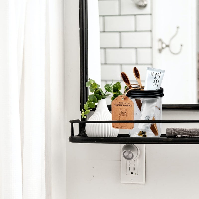 Amolliar Mason Jar Toothbrush Holder - Rustproof Stainless Steel - Holds 2 Toothbrushes and Toothpaste,with Chalkboard Labels - Farmhouse DÃ©cor Bathroom Countertop and Vanity Storage Organizer,Black - Image 5